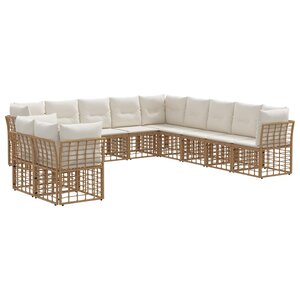 vidaXL Ensemble de canapés d'extérieur Naturel Polyester