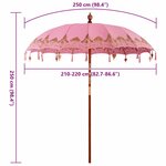 vidaXL Parasol balinais Rose (210-220) x 260 cm Coton et bois massif