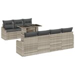 vidaXL Ensemble de canapé de jardin 8 Pièces Gris clair Poly rotin