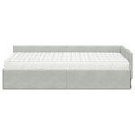 vidaXL Cadre de lit d'angle avec matelas 2 Pièces Gris clair Velours