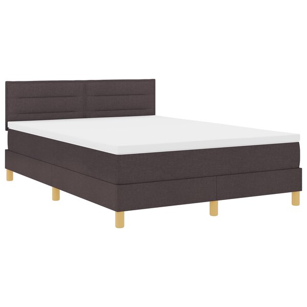 vidaXL Lit avec sommier et matelas & LED marron foncé 140x200 cm Tissu