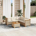 vidaXL Salon de jardin avec coussins 6 Pièces beige résine tressée