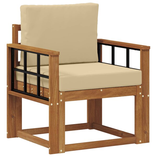 vidaXL Canapé d’extérieur Bois d'acacia massif et polyester Naturel