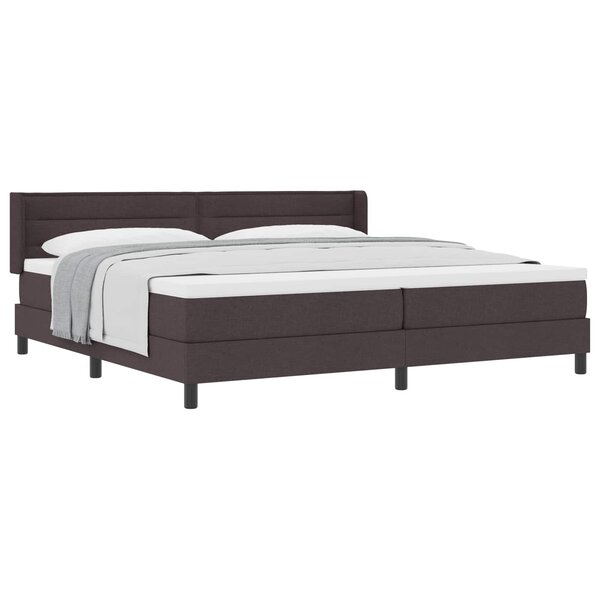 vidaXL Lit à ressorts avec tête de lit Marron foncé 200 x 200 cm tissu