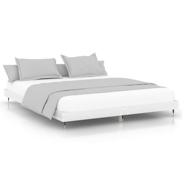 vidaXL Cadre de lit blanc brillant 160x200 cm bois d'ingénierie