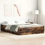 vidaXL Cadre de lit sans matelas chêne fumé 135x190 cm