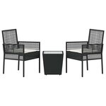 vidaXL Ensemble bistro de jardin 3 Pièces Noir Poly rotin