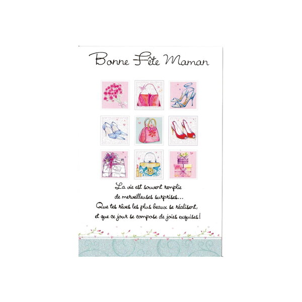 Carte de voeux - bonne fête maman - modèle : fashionista turquoise