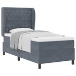 vidaXL Lit à ressorts avec matelas Gris foncé 200 x 90 cm Velours
