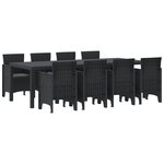vidaXL Ensemble de salle à manger de jardin 9 pièces avec coussins anthracite en poly rotin