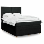 vidaXL Sommier à lattes de lit avec matelas Noir 140x190 cm Tissu