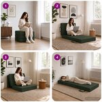 vidaXL Canapé-lit pliable 75 x 67 x 45 cm Vert foncé