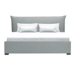 CUSHION Lit coffre adulte 160 x 200 cm - Classique - Tissu Gris clair - Sommier inclus