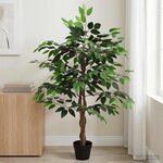 vidaXL Plante Ficus artificielle Vert 90 x 16 x 110 cm Tissu et bois