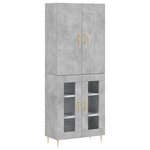 vidaXL Buffet haut Gris béton 69 5x34x180 cm Bois d'ingénierie