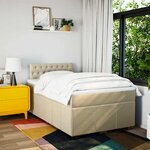 vidaXL Sommier à lattes de lit avec matelas Crème 120x200 cm Tissu