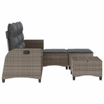 vidaXL Salon de jardin 3 Pièces avec coussins forme L gris résine tressée