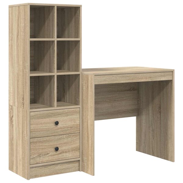 vidaXL Bureau avec tiroir avec étagère 2 Pièces Chêne Sonoma