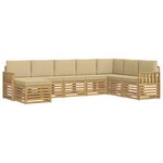 vidaXL Ensemble de canapés d'extérieur 6 Pièces Blanc et Beige