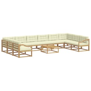vidaXL Ensemble de canapés d'extérieur 11 pc Blanc et crème