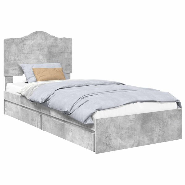 vidaXL Lit de Rangement Gris béton 75 x 190 cm Bois d'ingénierie