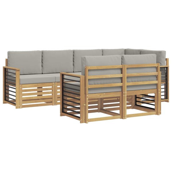 vidaXL Ensemble de canapés d'extérieur 7 pc Blanc et gris clair