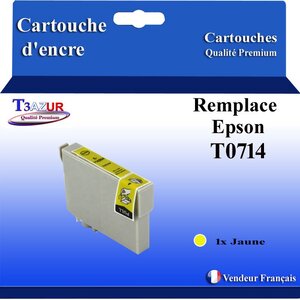 T3AZUR- Cartouche Compatible avec Epson T0714 remplace Epson Stylus Office S20 S21 SX100 SX105 SX110 SX115 SX200 SX205 SX209 SX210 SX215 SX218 SX400 SX400 Jaune