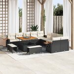 vidaXL Ensemble de canapé de jardin 13 Pièces Noir Poly rotin