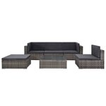vidaXL Salon de jardin 6 Pièces avec coussins résine tressée gris
