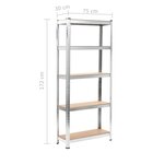 vidaXL Étagère de rangement 5 niveaux Argenté Acier et bois ingénierie