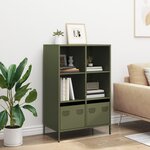 vidaXL Buffet haut vert olive 68x39x103 5 cm acier