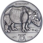 Monnaie RHINOCERUS Albrecht Durer 550th Anniversary 2 Oz Argent 2000 Francs Cameroon 2021