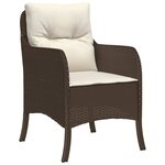 vidaXL Ensemble à manger de jardin 3 Pièces et coussins marron poly rotin