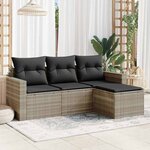 vidaXL Salon de jardin 4 Pièces avec coussins gris clair résine tressée