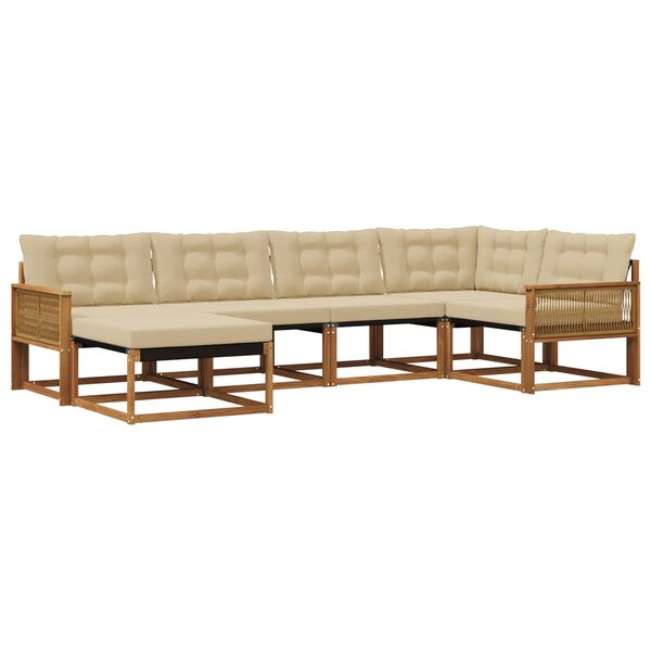 vidaXL Ensemble de canapés d'extérieur 6 pc Naturel et Beige