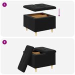 vidaXL Pouf de rangement avec coussin Noir 60 x 60 x 45 cm Velours