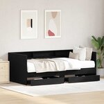 vidaXL Lit d'appoint Chêne noir 90 x 190 cm Bois d'ingénierie