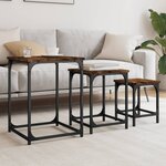 vidaXL Tables basses gigognes 3 Pièces chêne fumé bois d'ingénierie