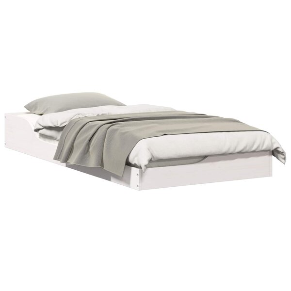 vidaXL Cadre de lit Blanc 75 x 190 cm Pin massif
