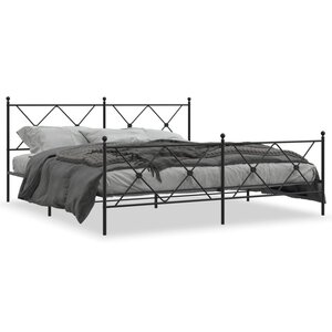 vidaXL Cadre de lit métal sans matelas avec pied de lit noir 183x213cm