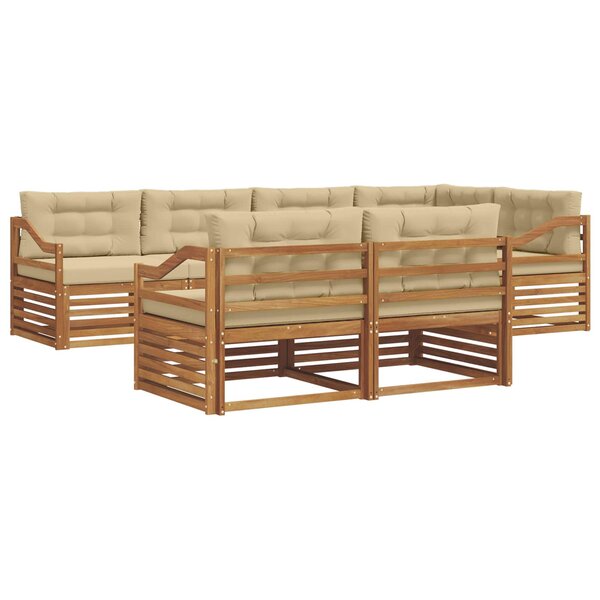 vidaXL Ensemble de canapés d'extérieur 7 pc Naturel et Beige