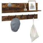 vidaXL Porte-manteau mural avec étagère Chêne fumé 90 x 15 x 36 cm