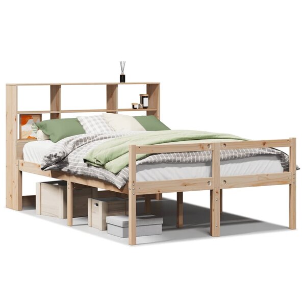 vidaXL Lit bibliothèque sans matelas 140x190 cm bois de pin massif