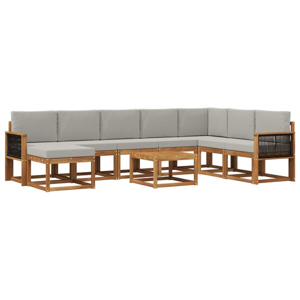 vidaXL Ensemble de canapés d'extérieur 9 Pièces Naturel et gris clair