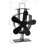 vidaXL Ventilateur de poêle alimenté par chaleur 5 pales Noir