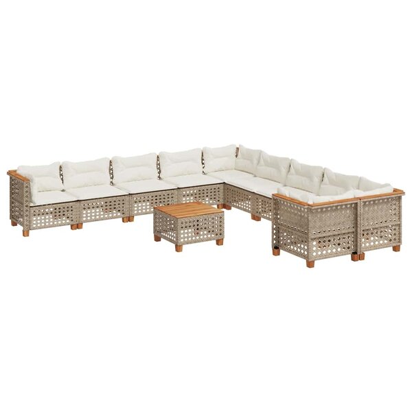 vidaXL Salon de jardin 11 Pièces avec coussins beige résine tressée