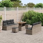 vidaXL Ensemble de canapé de jardin 9 Pièces Gris Poly rotin