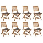 vidaXL Chaises pliables d'extérieur et coussins lot de 8 Bois d'acacia