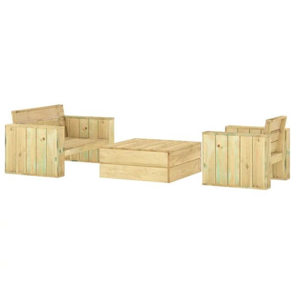 Salon de jardin meuble d'extérieur ensemble de mobilier 3 pièces bois massif de pin imprégné 02_0016045