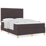 vidaXL Lit à ressorts avec matelas Marron foncé 140 x 190 cm tissu